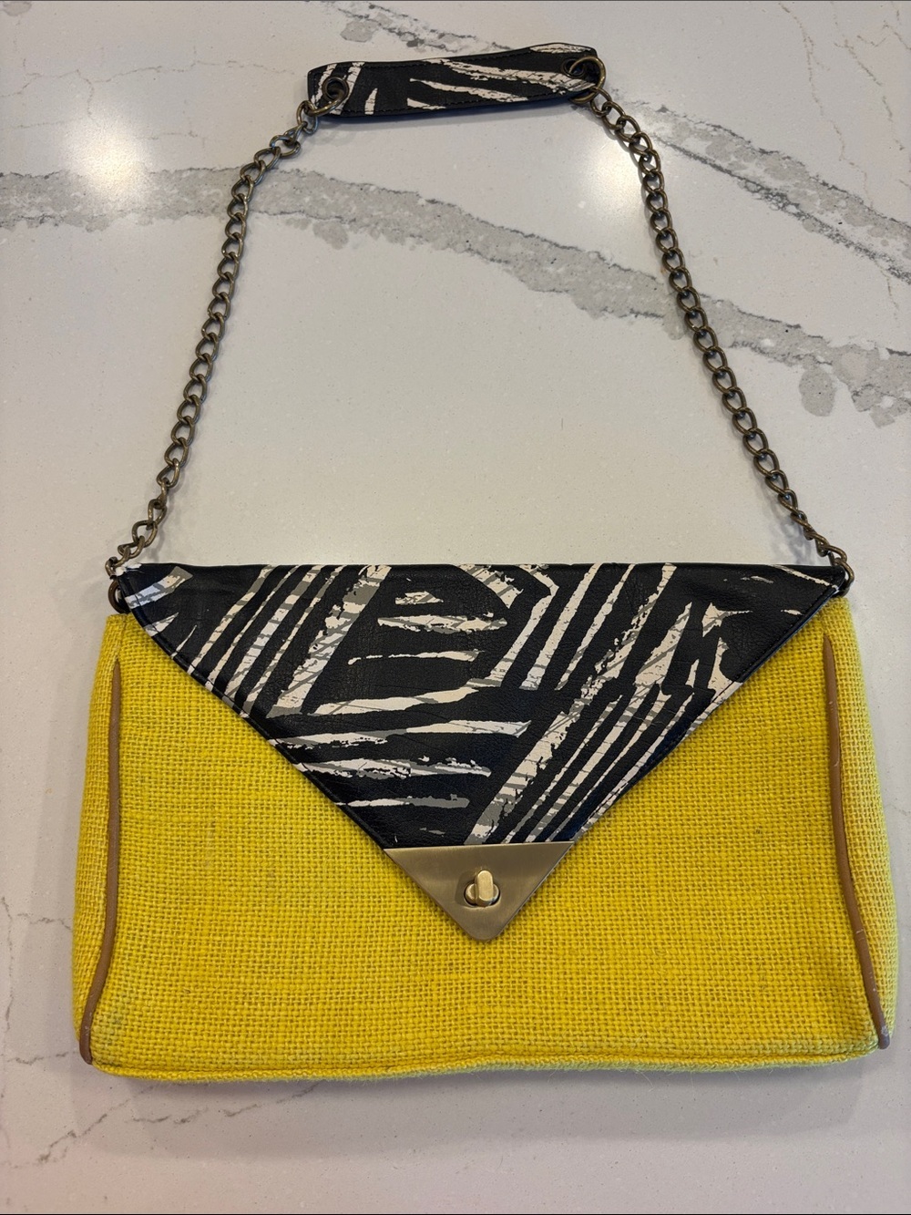 Mossimo Supply Co. Yellow Woven Clutch with Black & White Patterned Flap